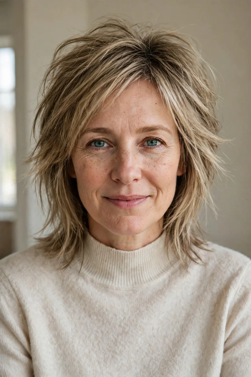 Wolf cut for thin hair with lightweight layers and added crown volume